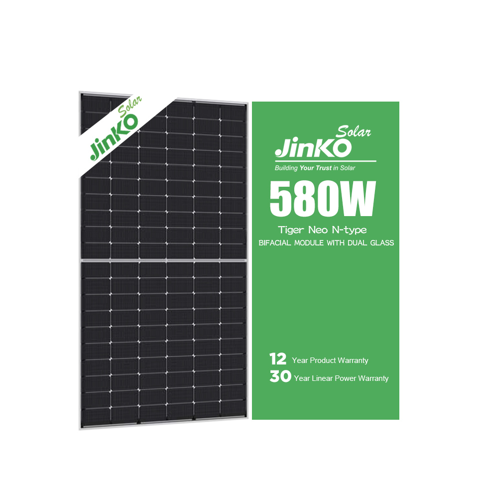 Jinko vidro duplo bifacial 560W 570W 580Wp painéis Solares tipo N painel solar