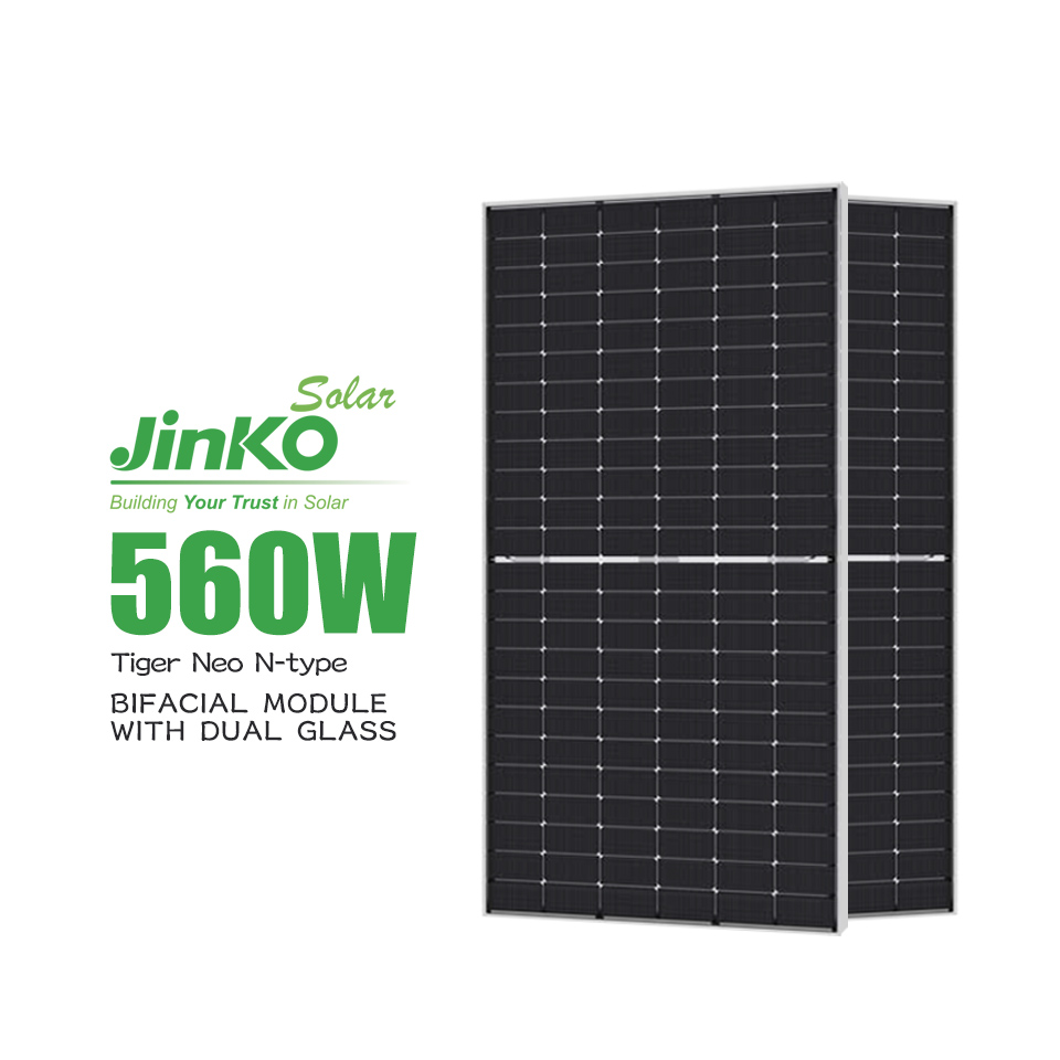 Jinko vidro duplo bifacial 560W 570W 580Wp painéis Solares tipo N painel solar